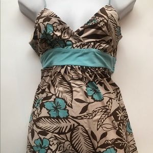 Turquoise & Chocolate Spaghetti strap top